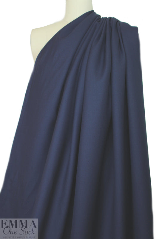 famous designer virgin wool doublecloth twill - marine