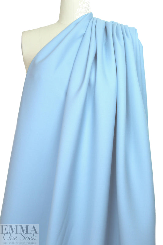 famous designer virgin wool doublecloth twill - powder blue