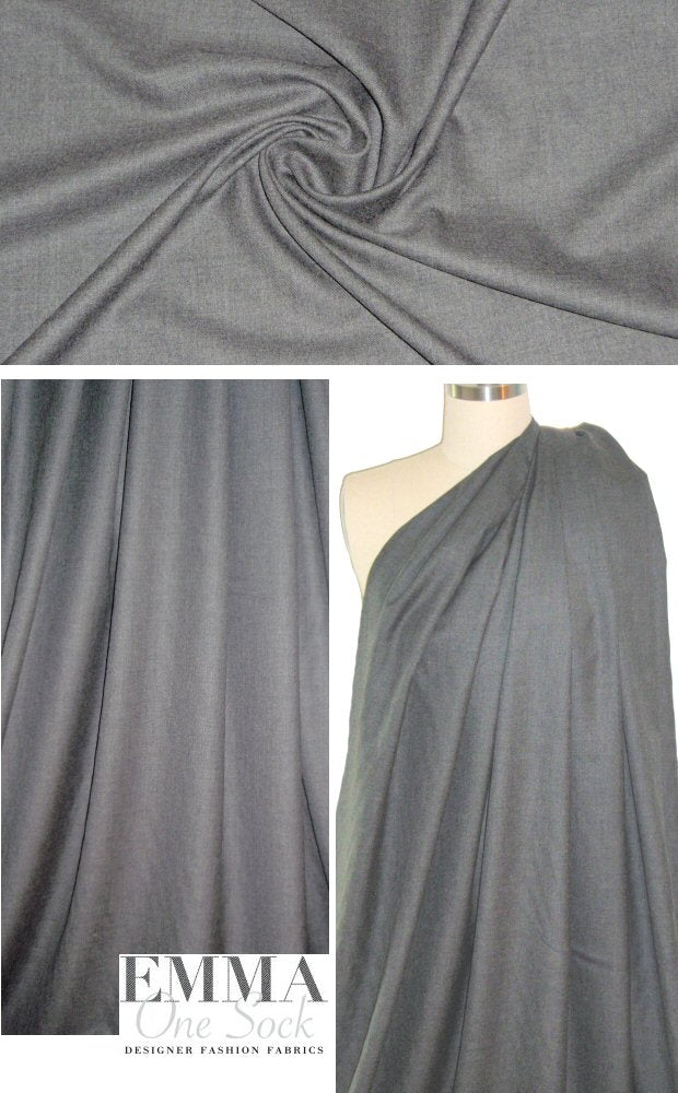 NY designer wool twill suiting - charcoal