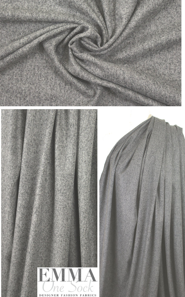 Italian tweedy twill wool woven - lt.gray/dk.gray