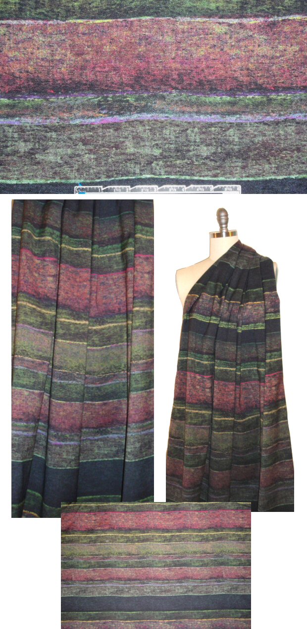 NY designer stripe design print wool/lycra twill 1.875 yd