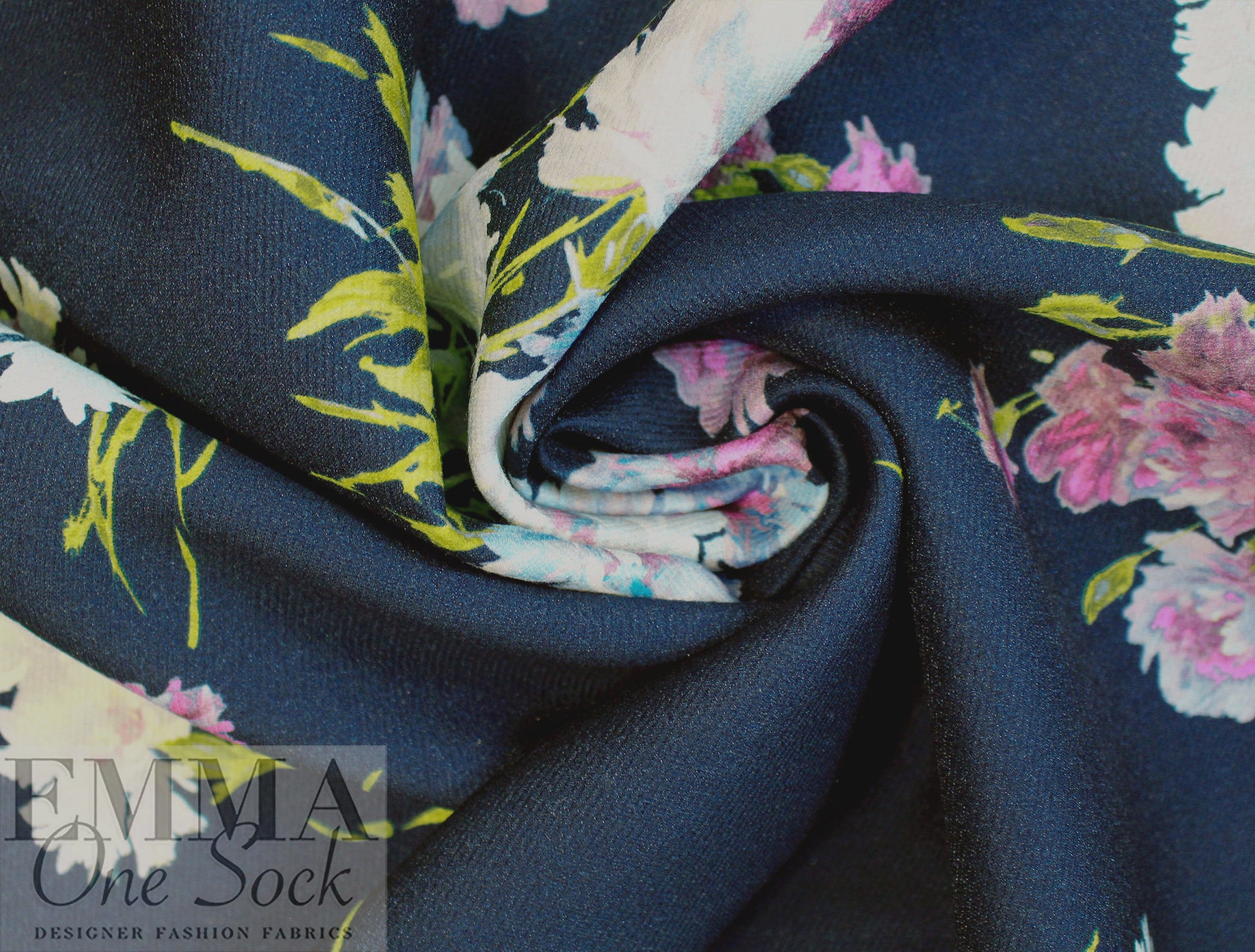 Emanue1 Ungaro haute couture wool twill - tossed bouquet .5 yds