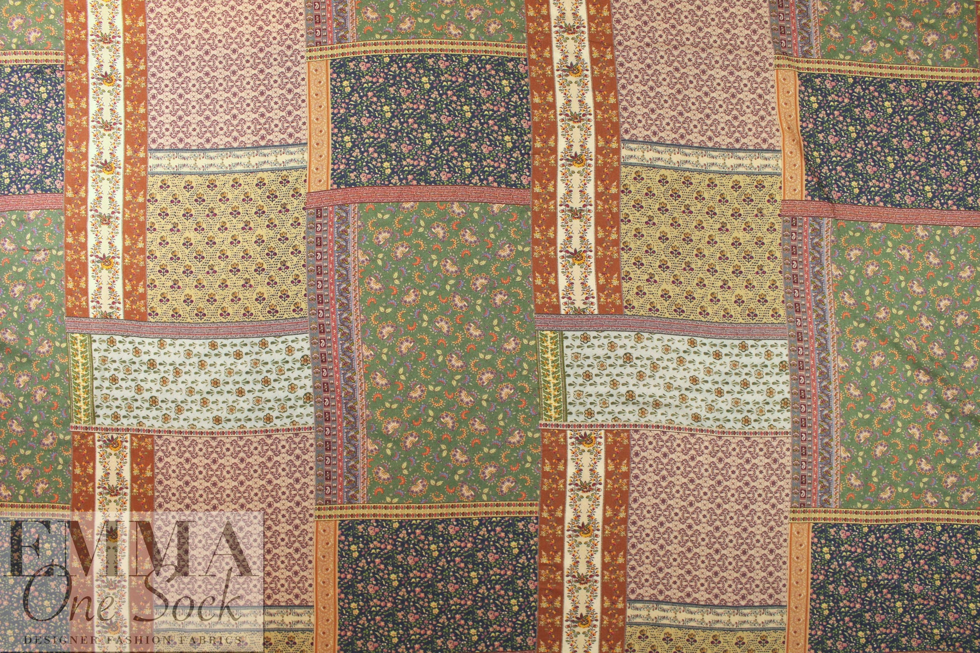 Italian viscose/wool challis bohemian montage