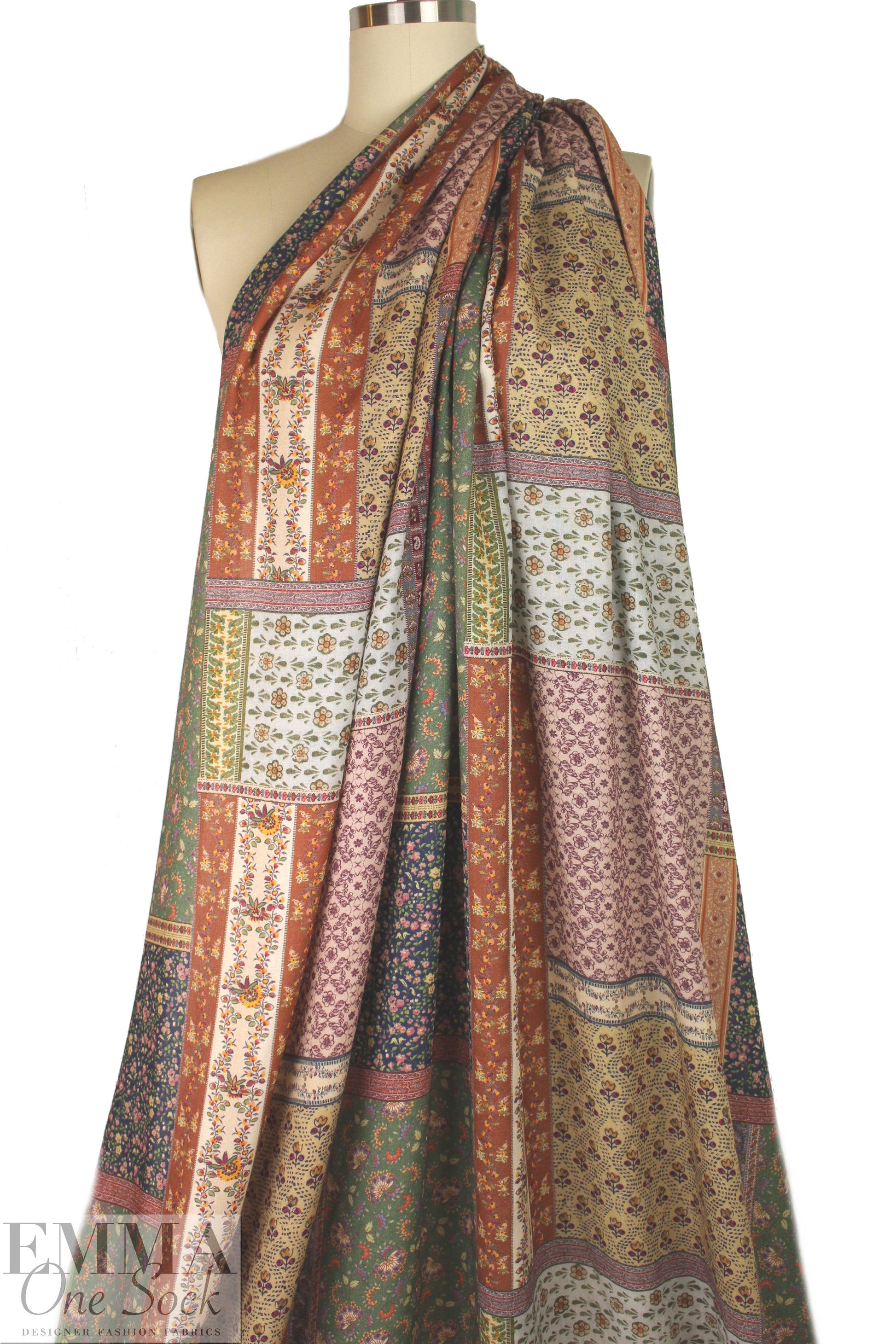 Italian viscose/wool challis bohemian montage