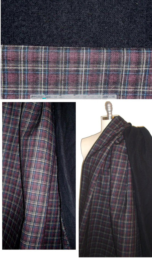 Italian boiled wool/plaid shirting doublecloth coating
