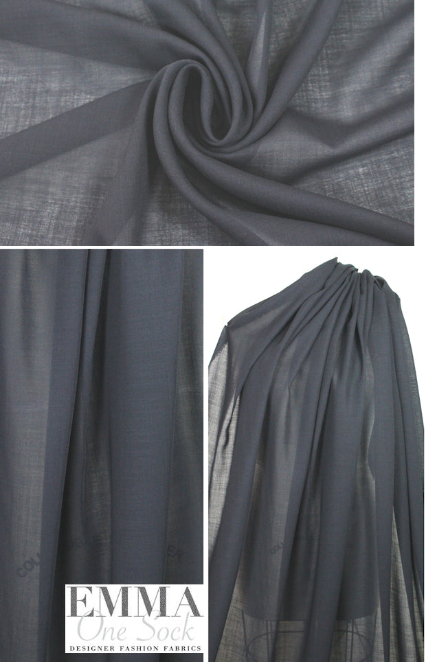 The0ry semi-sheer wool voile - midnight 1.5 yds