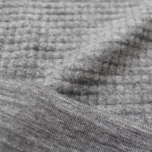 Italian tufted waffle stretch wool fleece - neutral gray .75 yds