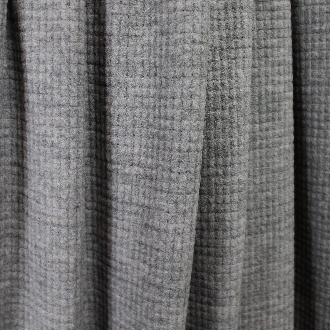 Italian tufted waffle stretch wool fleece - neutral gray .75 yds