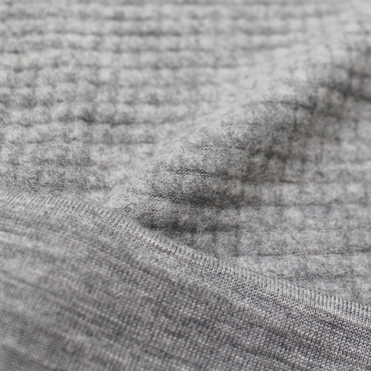 Italian tufted waffle stretch wool fleece - ash gray