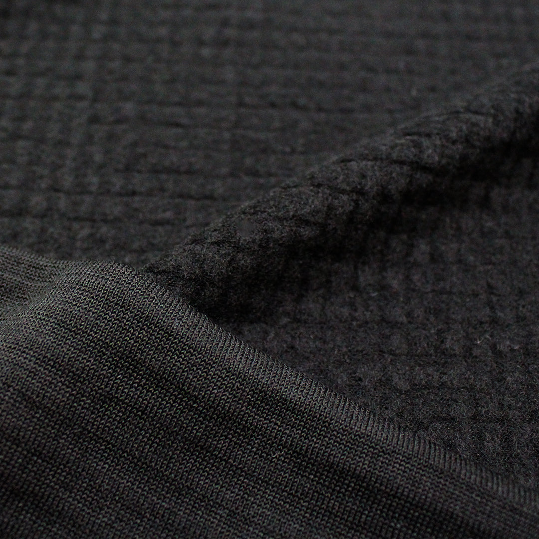 Italian tufted waffle stretch wool fleece - black .875 yds