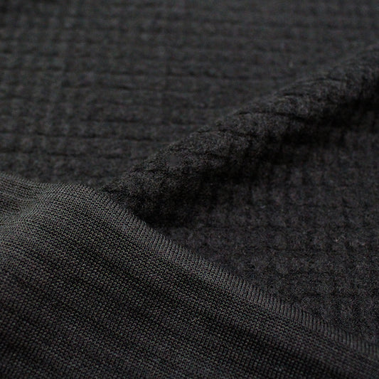 Italian tufted waffle stretch wool fleece - black .875 yds