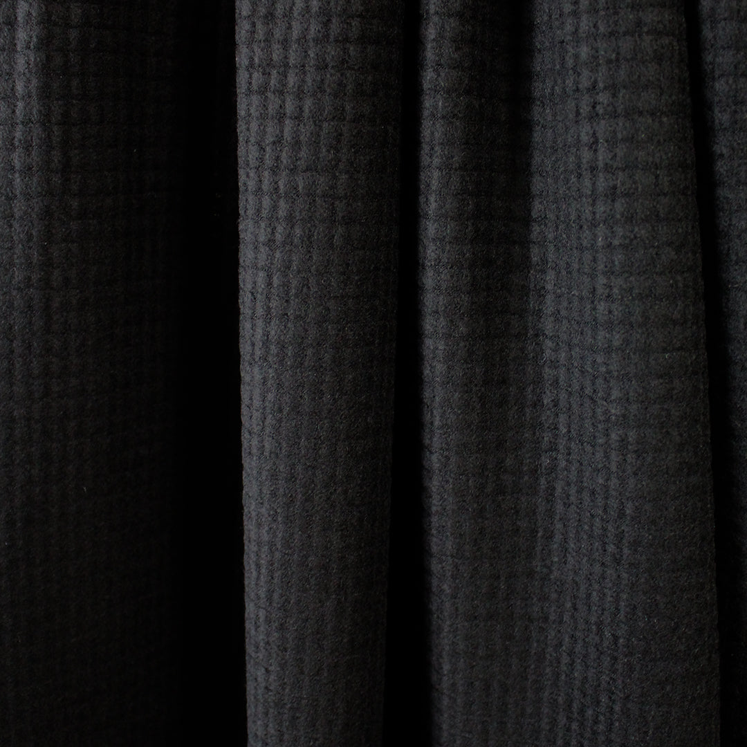 Italian tufted waffle stretch wool fleece - black .875 yds