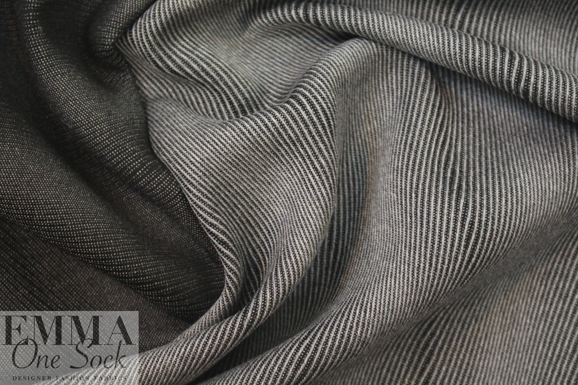 famous designer virgin wool wavy stripe - black/silver 2 yd