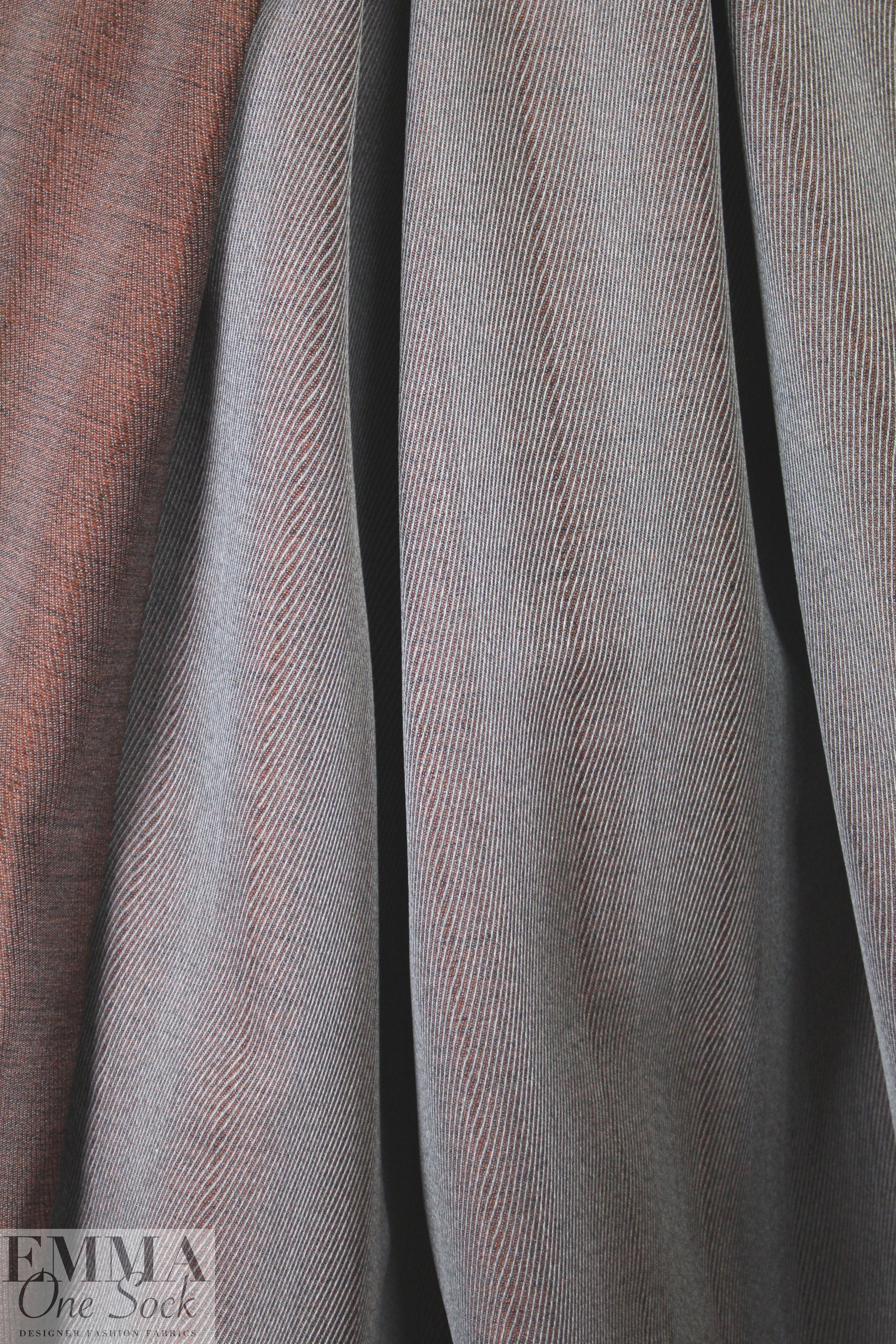 famous designer virgin wool wavy stripe - bronze/gray