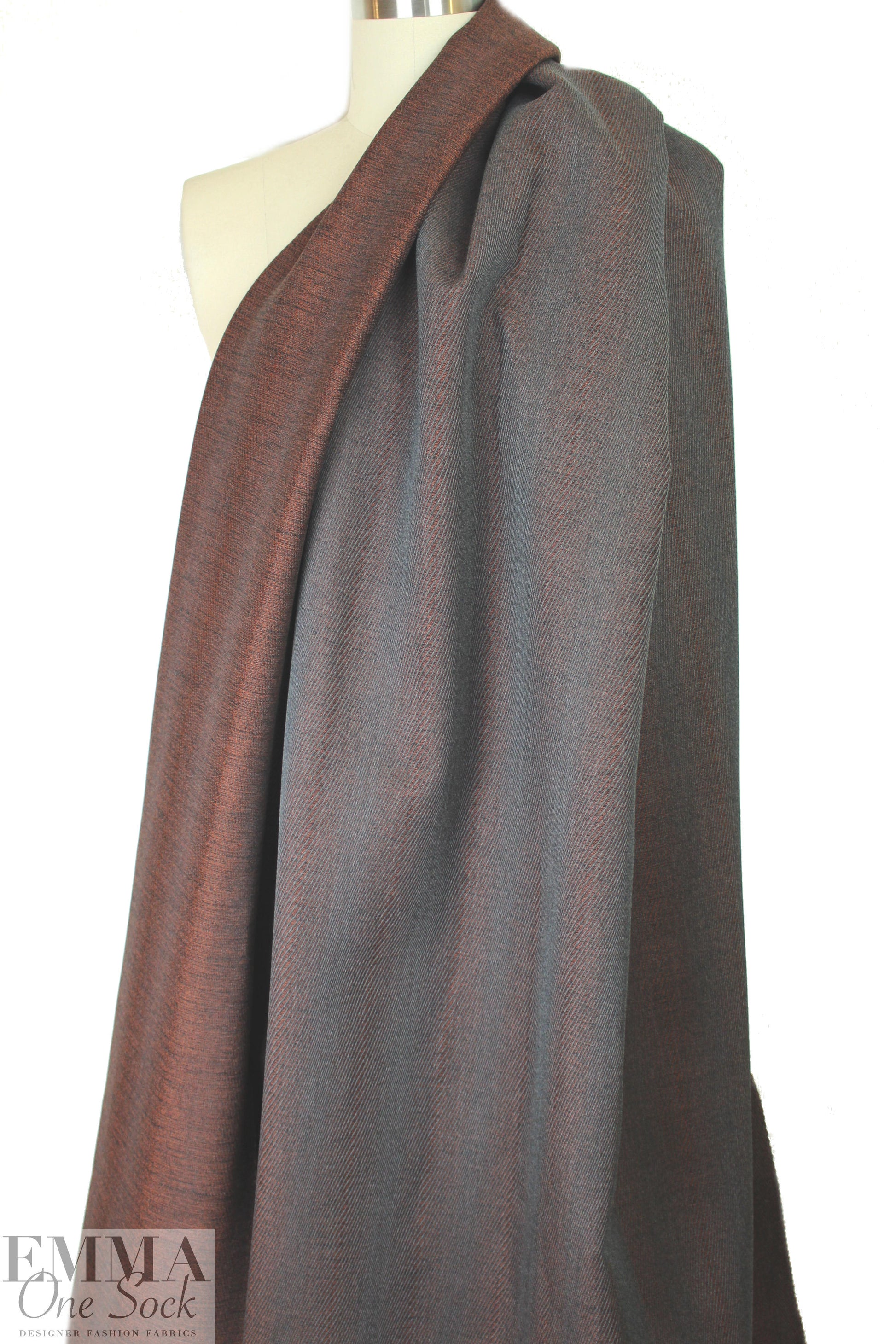 famous designer virgin wool wavy stripe - bronze/slate