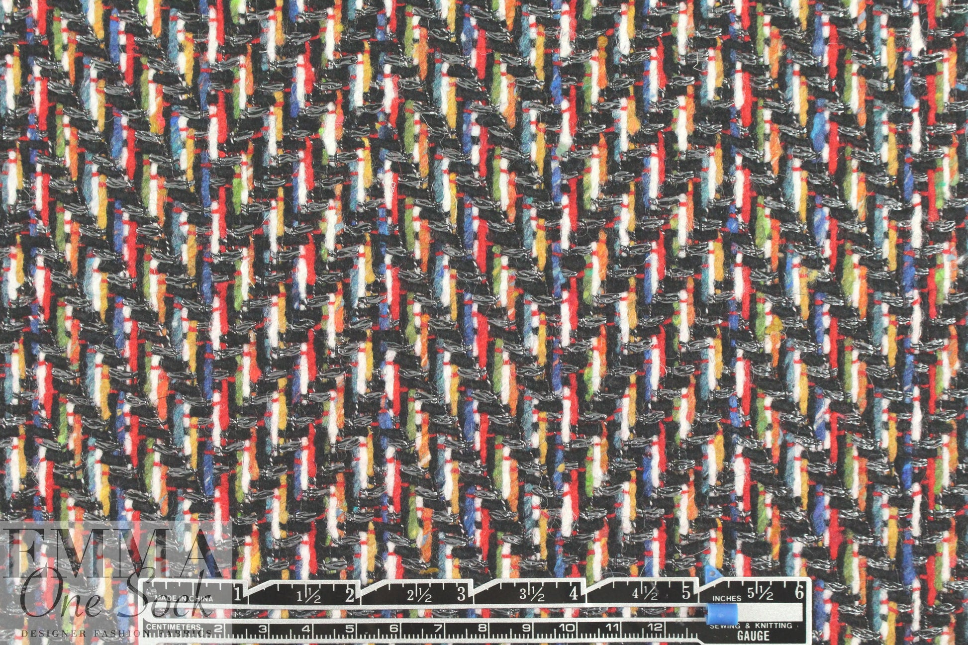 Italian fancy weave multicolor chevron wool blend