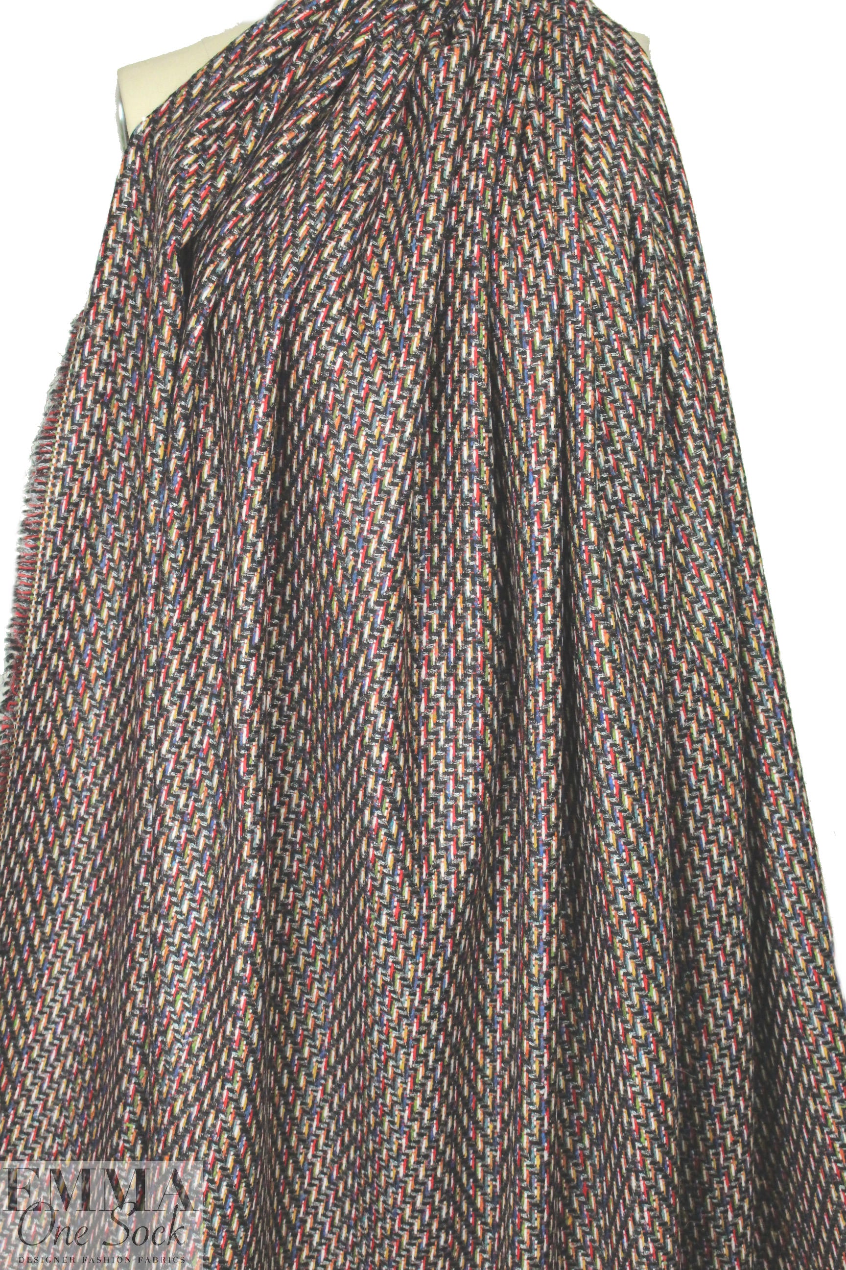 Italian fancy weave multicolor chevron wool blend 1.75 yd