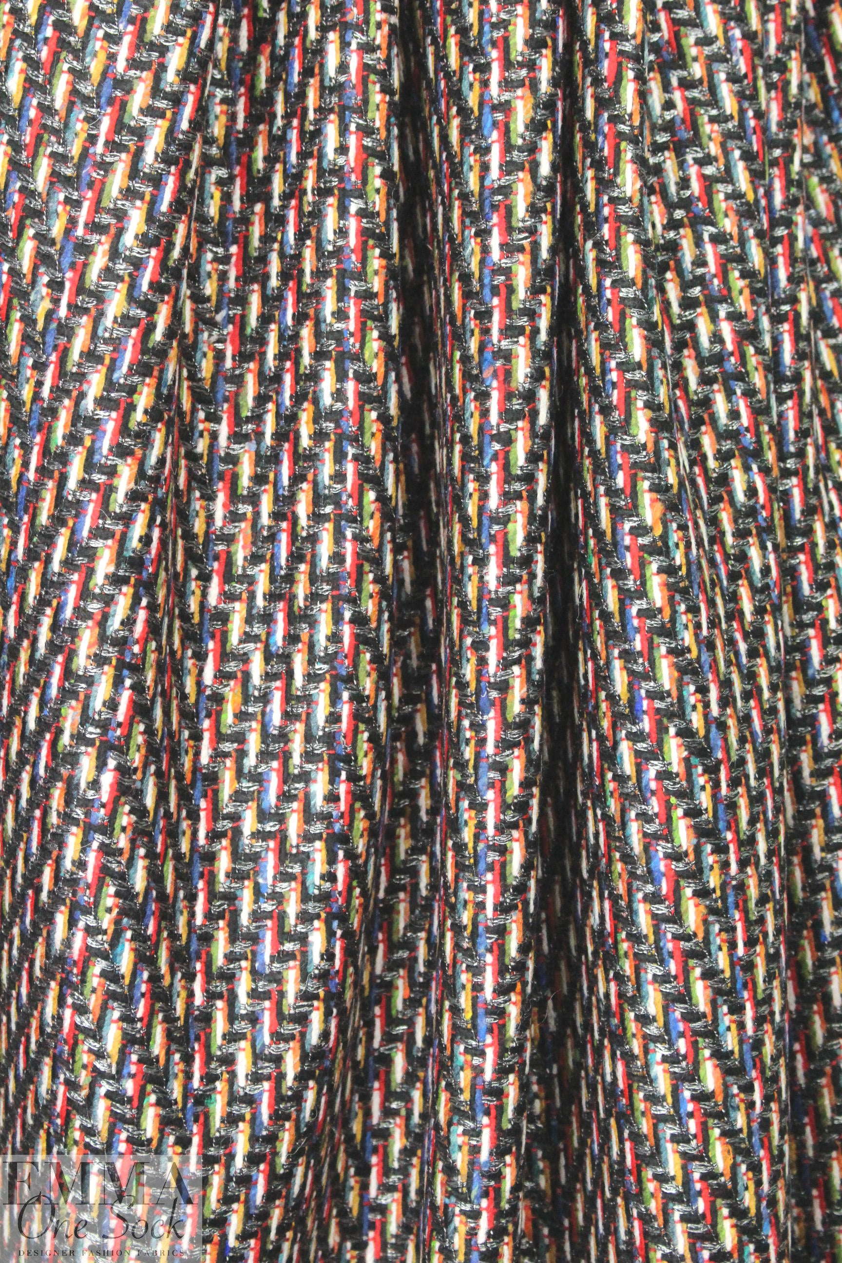 Italian fancy weave multicolor chevron wool blend 1.75 yd
