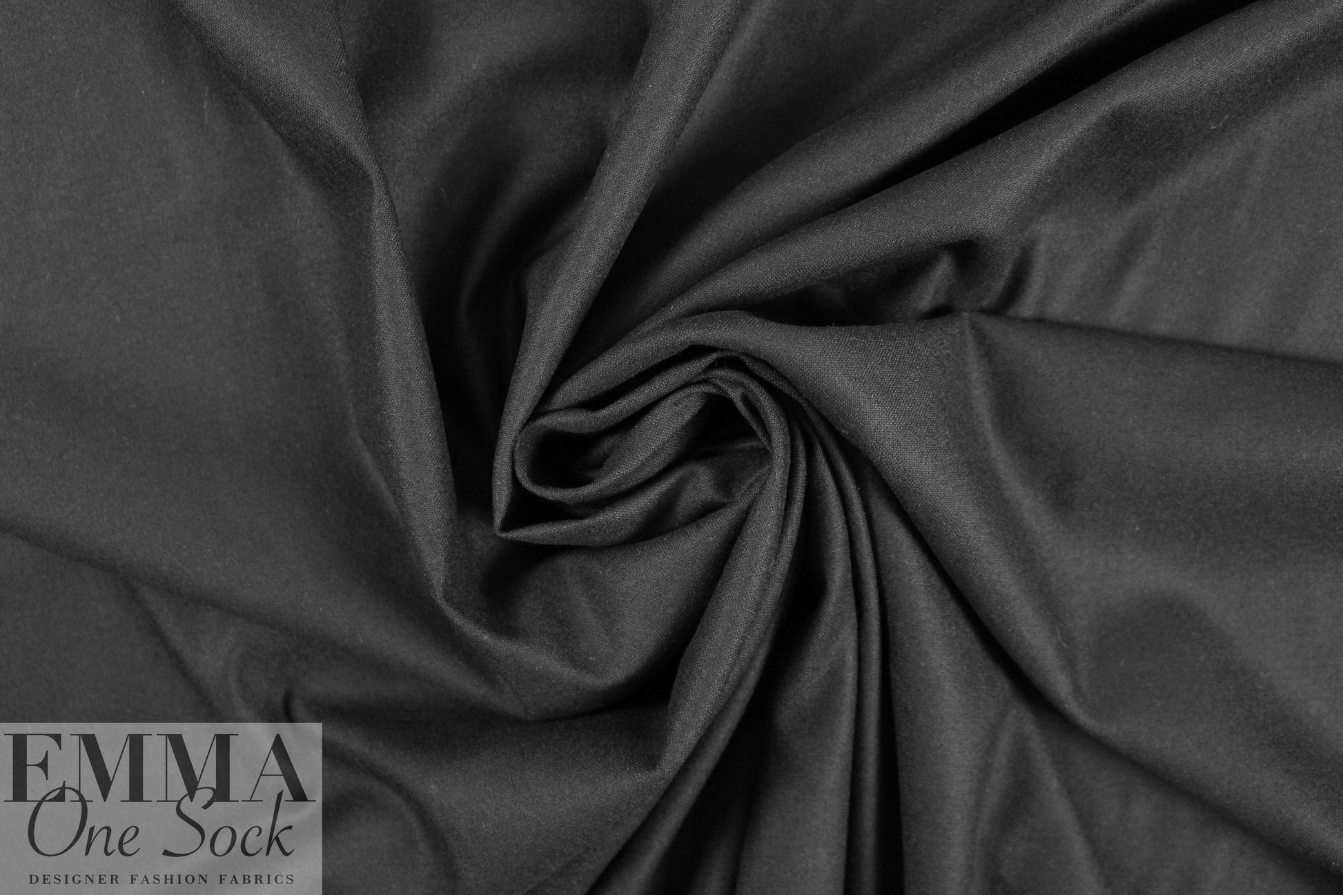 Italian lightweight black wool blend stretch woven