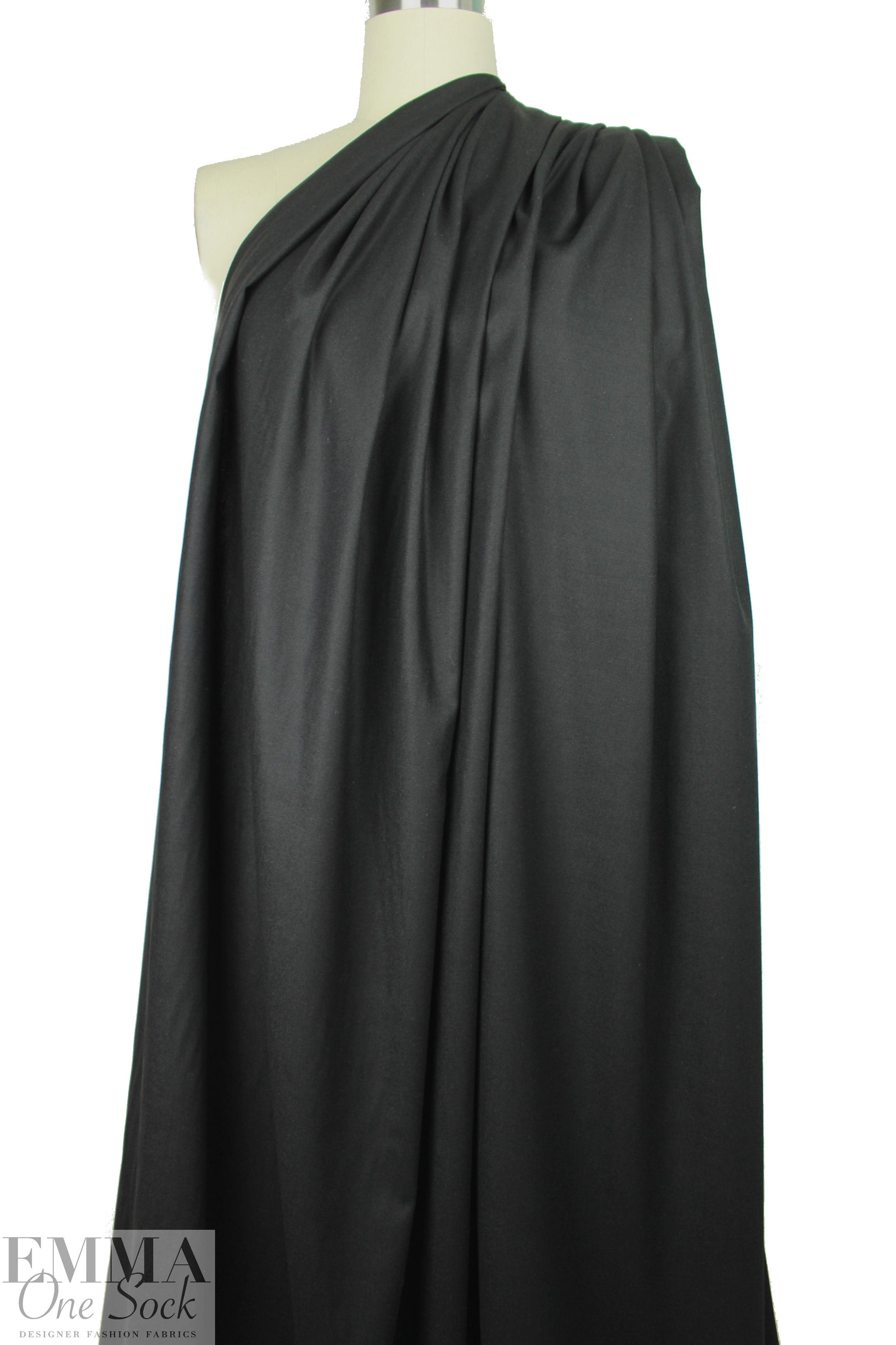 Italian lightweight black wool blend stretch woven