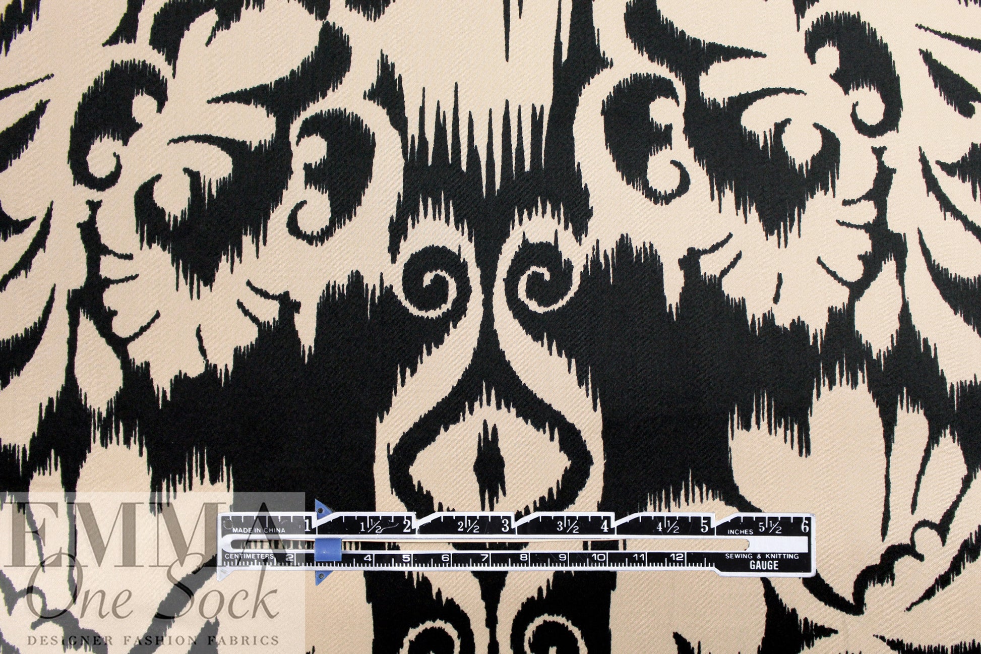 Italian ikat scroll stretch cotton blouseweight woven 2.125 yd