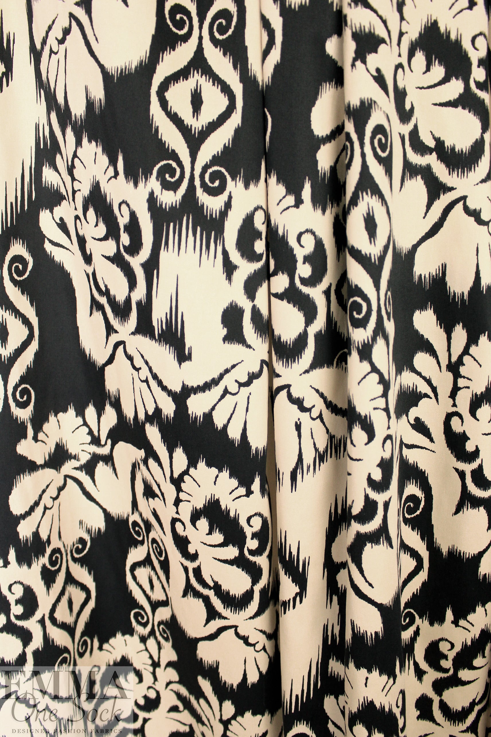 Italian ikat scroll stretch cotton blouseweight woven 2.125 yd