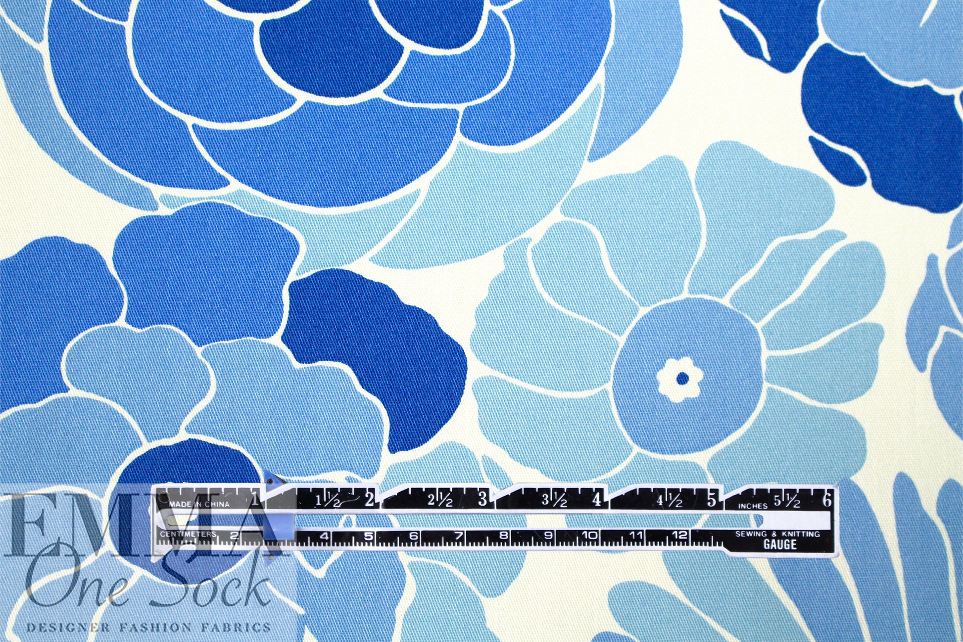 Italian blue decoflora stretch cotton canvas 1.875 yd