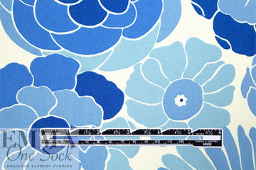 Italian blue decoflora stretch cotton canvas 1.875 yd