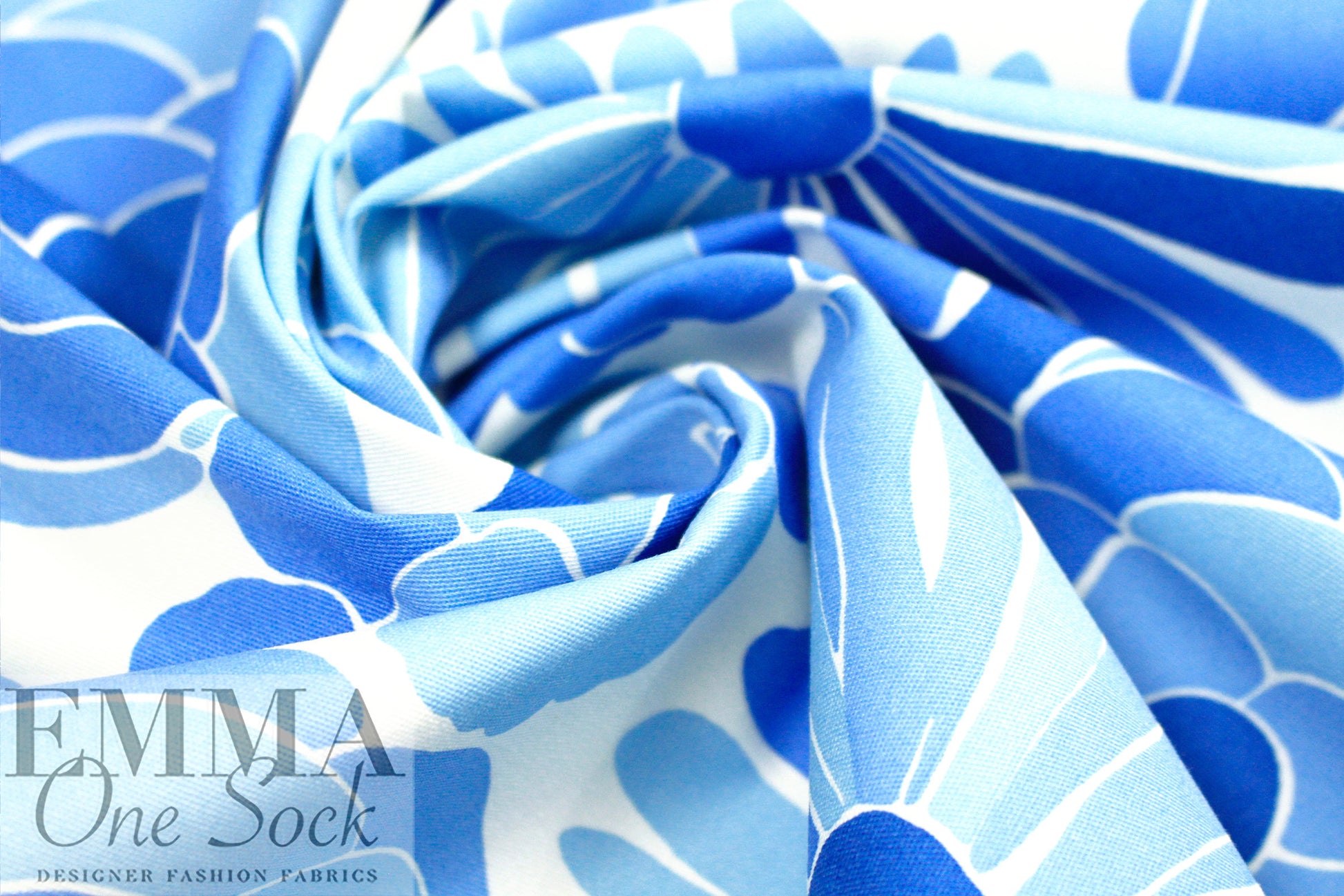 Italian blue decoflora stretch cotton canvas 1.875 yd