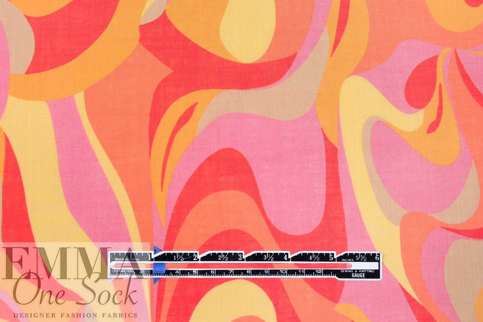 Italian 'pucci-esque flame' linen-look cotton BCI certified 1.5 yds