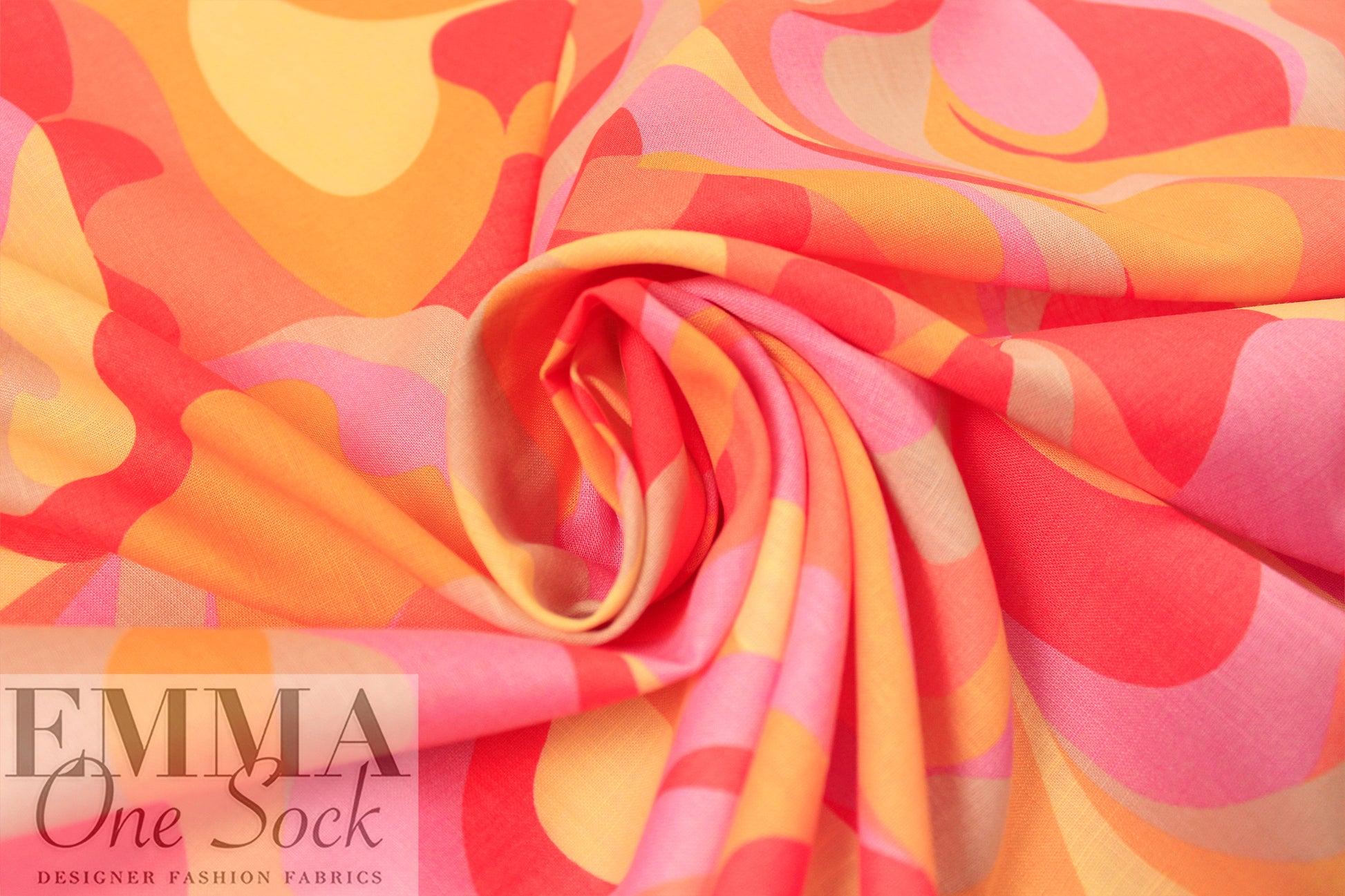Italian 'pucci-esque flame' linen-look cotton BCI certified 1.5 yds