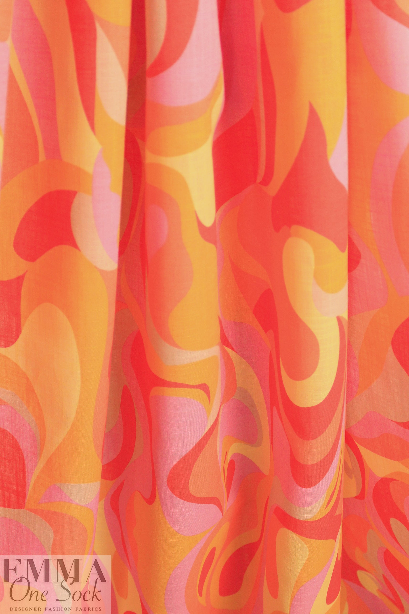 Italian 'pucci-esque flame' linen-look cotton BCI certified 1.5 yds