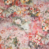 Italian 'painted floral montage' cotton canvas-weave .625 yds