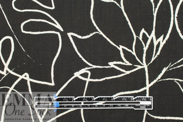 Gauguin line art slub rayon woven - black/white .875 yds