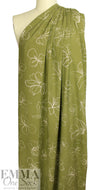 Gauguin line art slub rayon woven - mosstone/ecru 1.625 yd