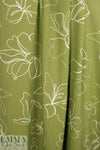 Gauguin line art slub rayon woven - mosstone/ecru 1.75 yd