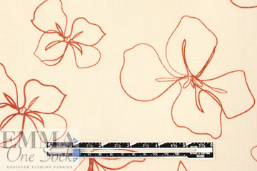 Gauguin line art slub rayon woven - ecru/rust