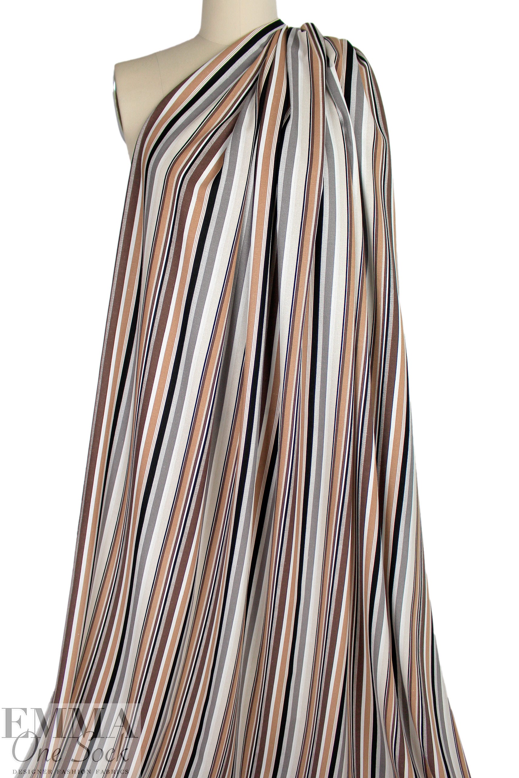 Promenade stripes rayon/linen woven - earth tones 2 yd