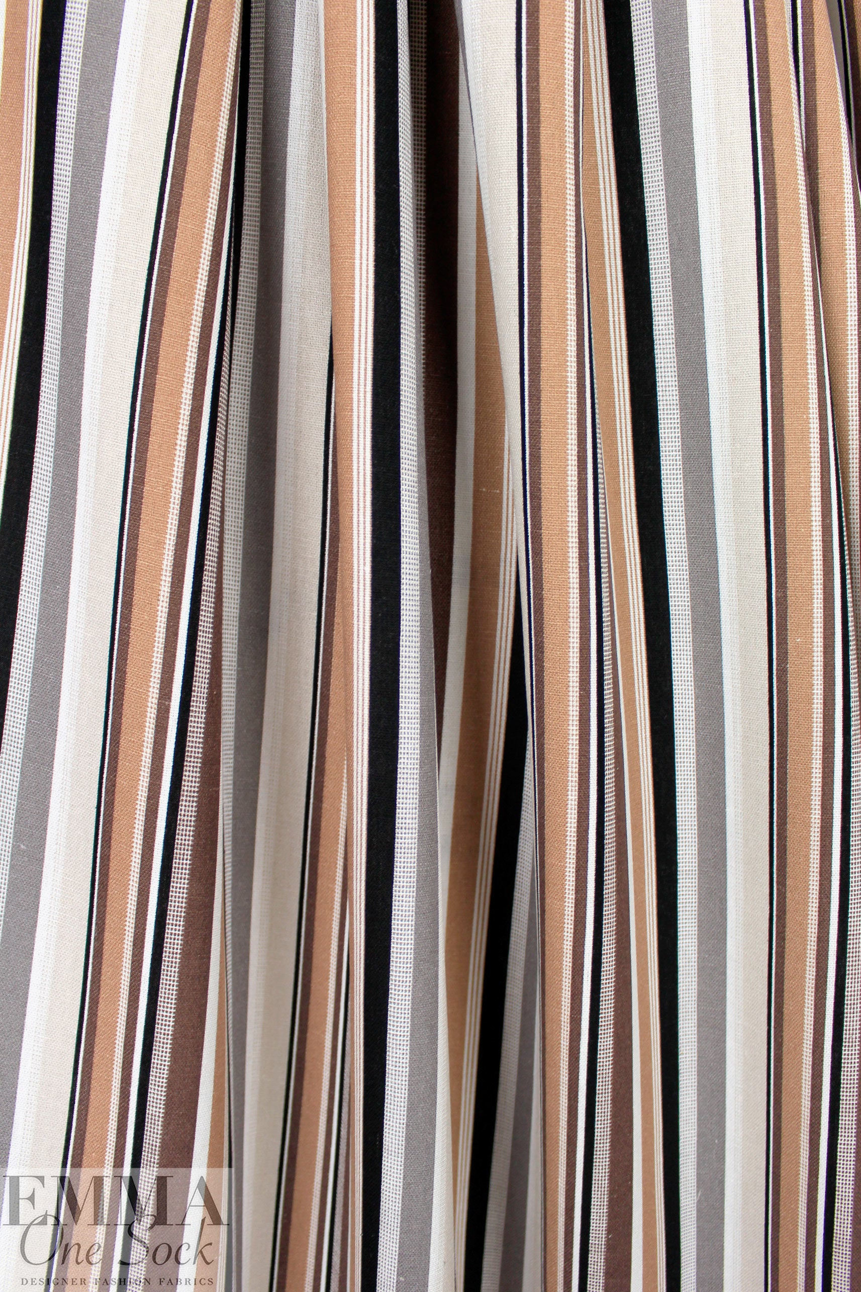 Promenade stripes rayon/linen woven - earth tones 2 yd