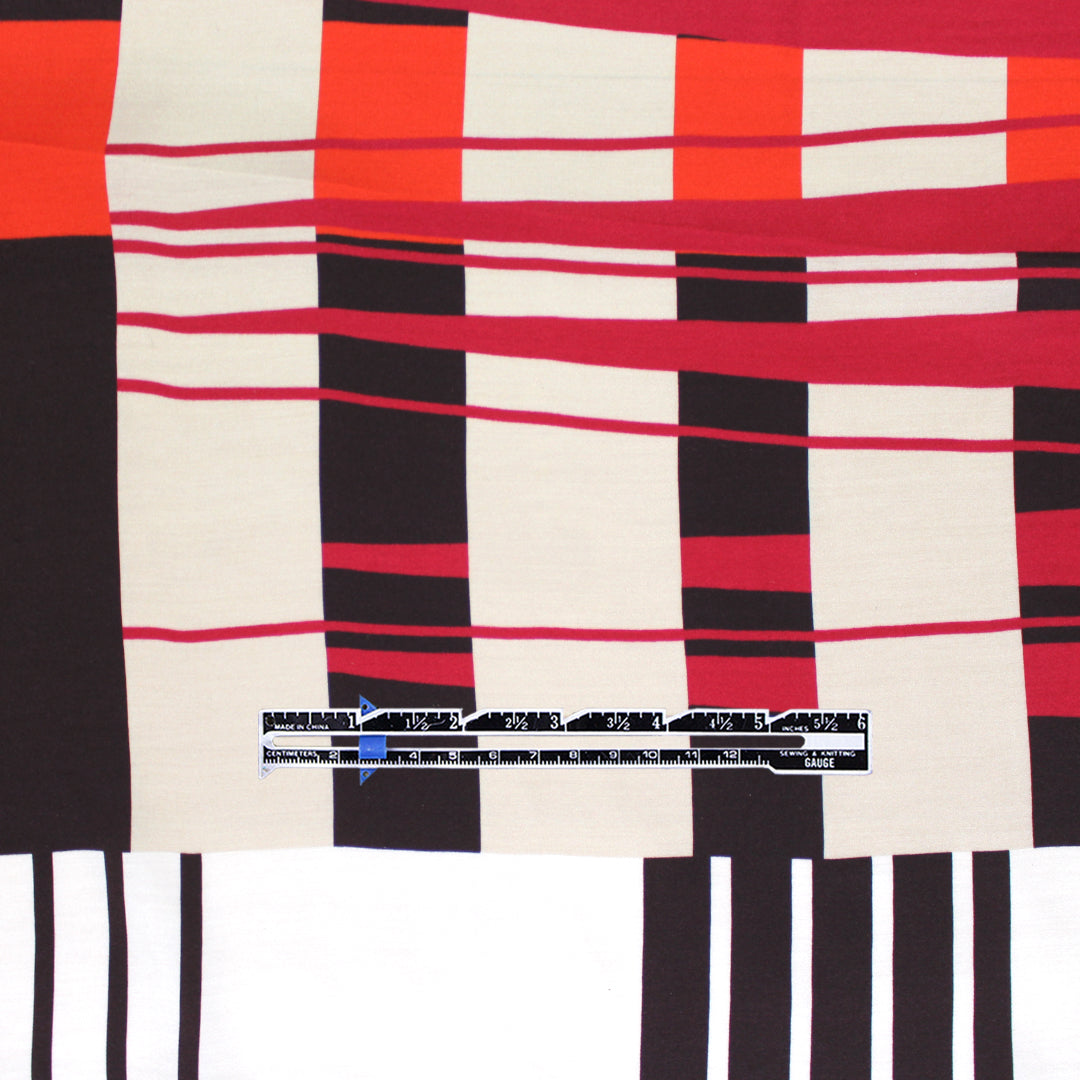 French 'plaid meets stripes' lightweight cotton sateen woven PANEL 1.5 yds
