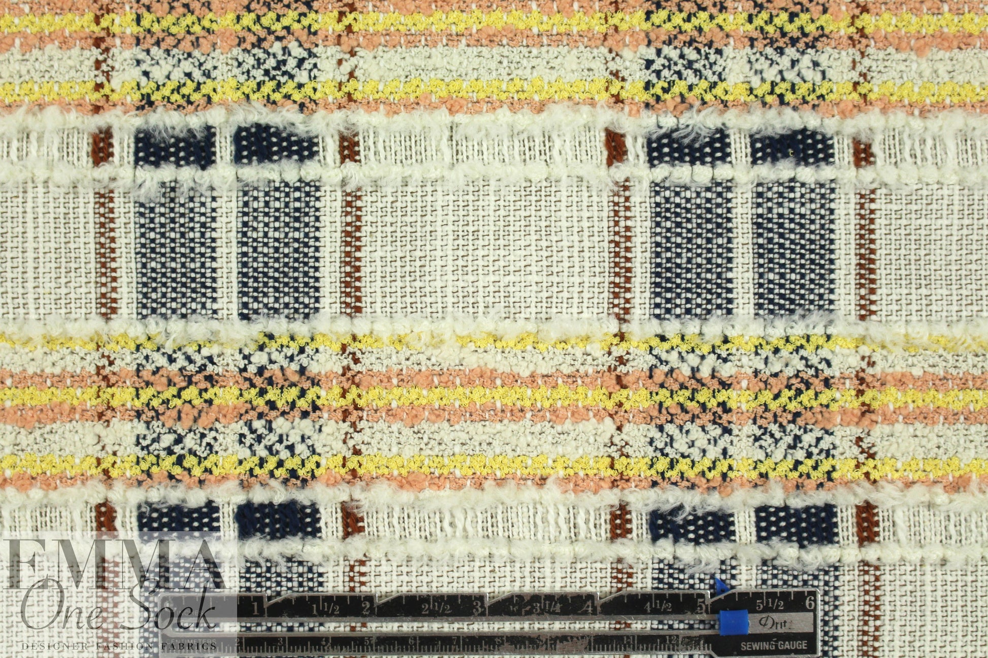 Italian clipped fancy plaid cotton stretch woven