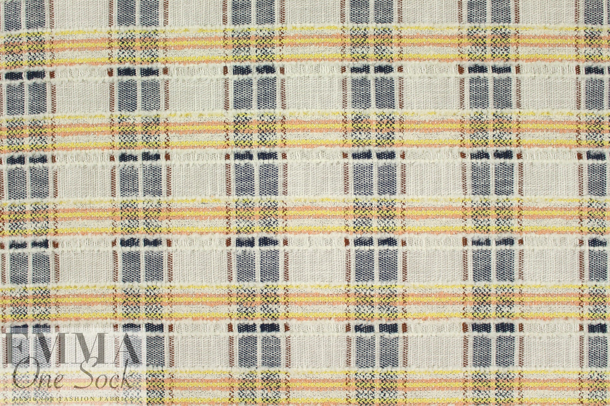 Italian clipped fancy plaid cotton stretch woven
