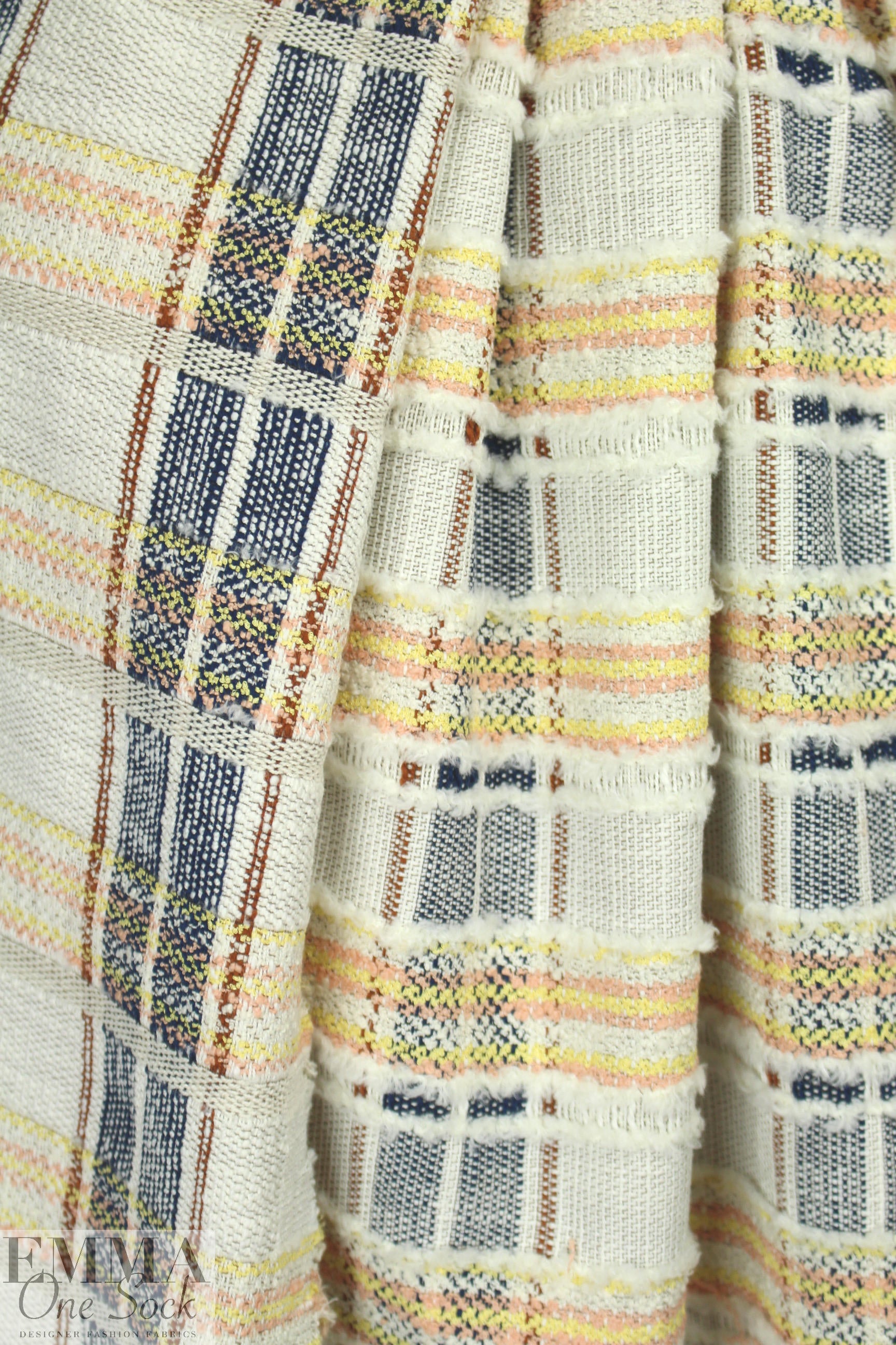 Italian clipped fancy plaid cotton stretch woven 1.5 yds