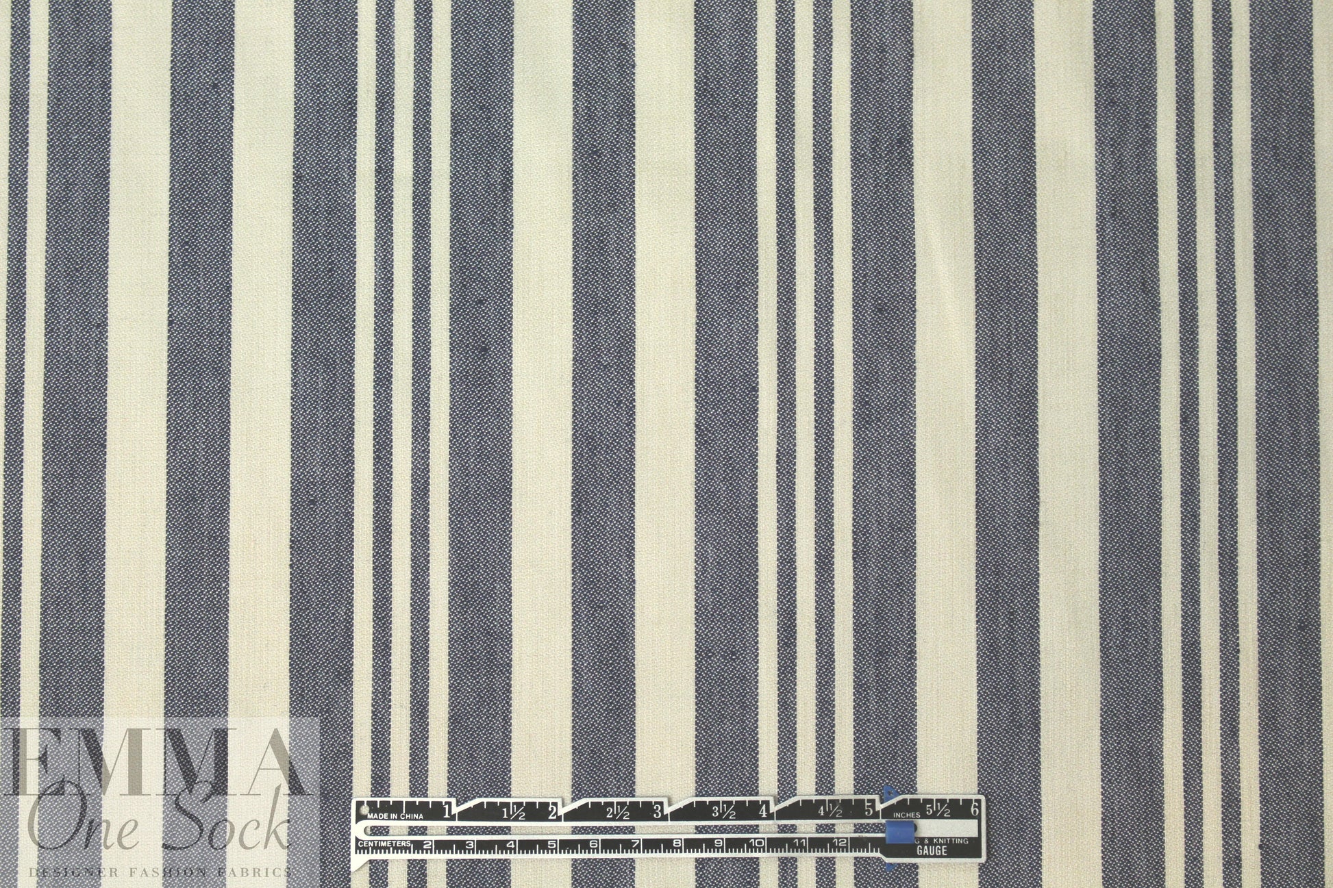 Italian linen/cotton stretch woven denim/natural stripe