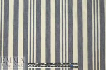 Italian linen/cotton stretch woven denim/natural stripe