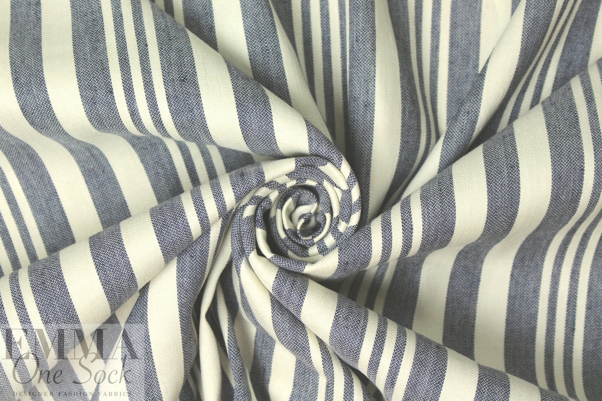 Italian linen/cotton stretch woven denim/natural stripe