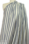 Italian linen/cotton stretch woven denim/natural stripe