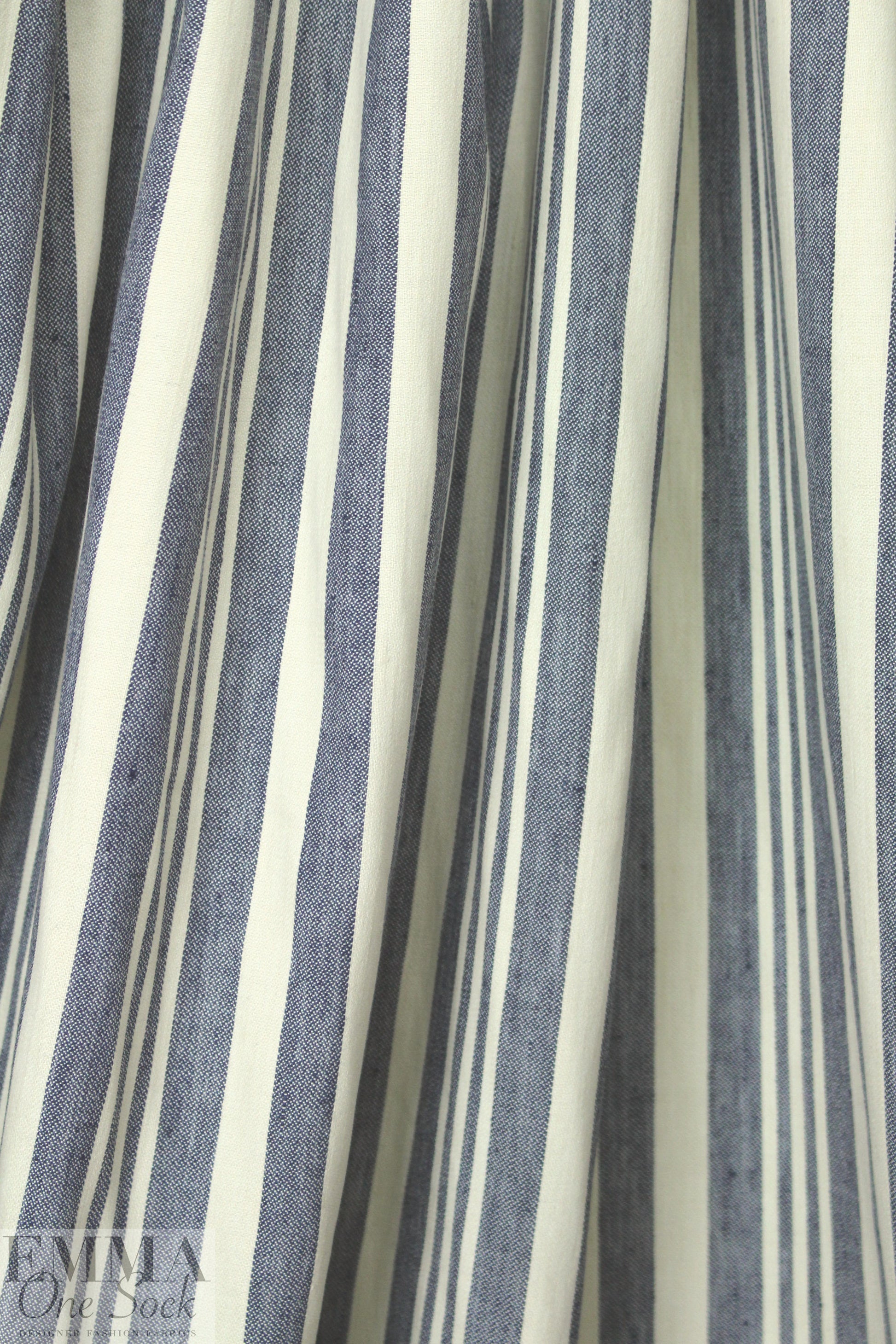 Italian linen/cotton stretch woven denim/natural stripe