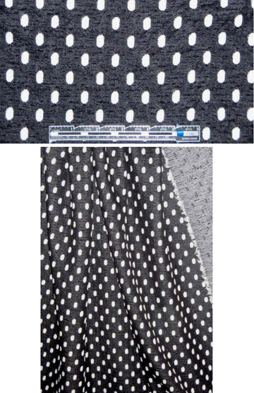 yarn dye cotton blend dot knit - black/cream 1.75 yd