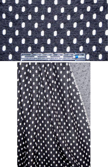 yarn dye cotton blend dot knit - midnight/cream